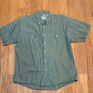 Wrangler Men's Olive Checkered Button-Down Shirt